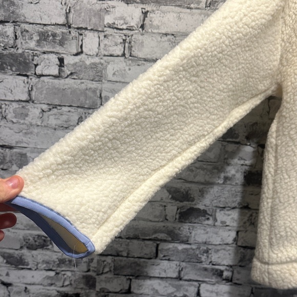 EUC J.Crew Cream Vintage Fleece Polartec Sherpa Half-Zip Sweatshirt Size Medium - Picture 4 of 16